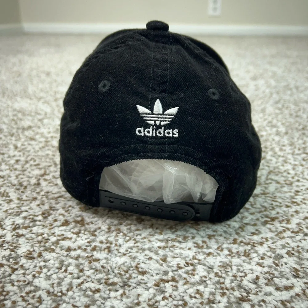 Adidas Hat Cap Snap Back Mens One Size Black Trefoil Embroidered Dad‎ Corduroy